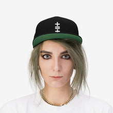 Load image into Gallery viewer, Unisex Flat Bill Hat (vertical logo)
